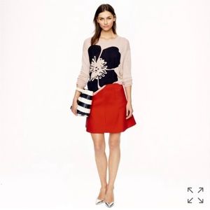 Red J Crew A Line Flared Skirt Size 2 EUC